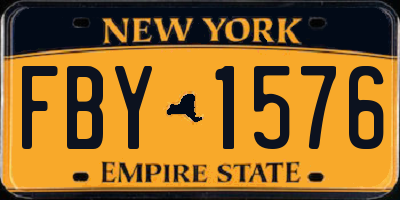 NY license plate FBY1576