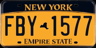 NY license plate FBY1577