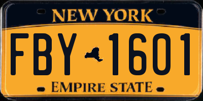 NY license plate FBY1601
