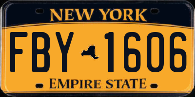 NY license plate FBY1606