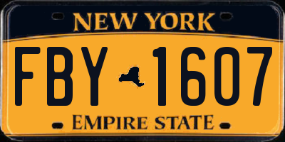 NY license plate FBY1607