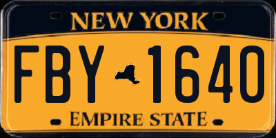 NY license plate FBY1640