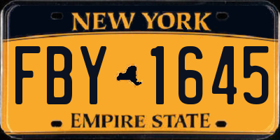 NY license plate FBY1645