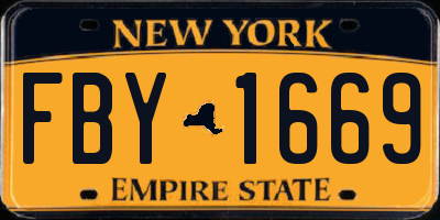 NY license plate FBY1669
