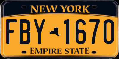 NY license plate FBY1670