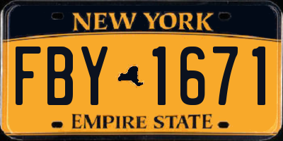 NY license plate FBY1671
