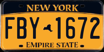 NY license plate FBY1672