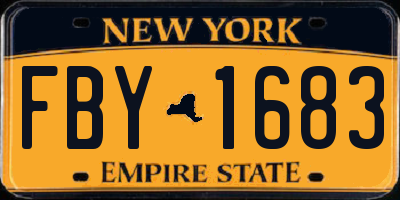 NY license plate FBY1683