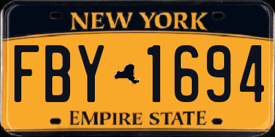 NY license plate FBY1694