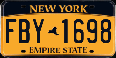 NY license plate FBY1698