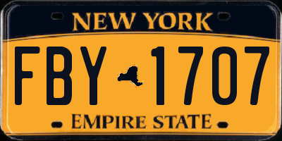 NY license plate FBY1707