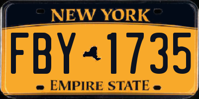 NY license plate FBY1735