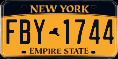 NY license plate FBY1744