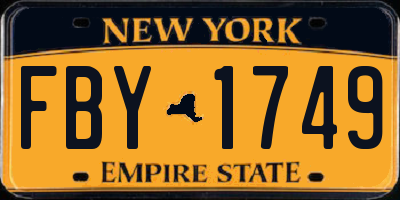 NY license plate FBY1749