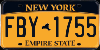 NY license plate FBY1755