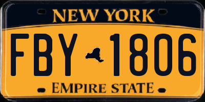 NY license plate FBY1806