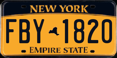 NY license plate FBY1820