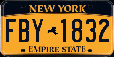 NY license plate FBY1832