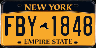 NY license plate FBY1848
