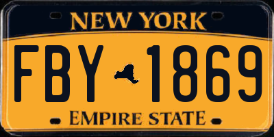 NY license plate FBY1869