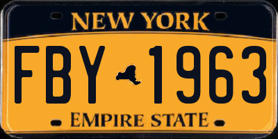 NY license plate FBY1963