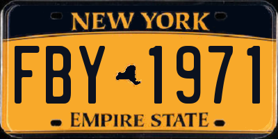 NY license plate FBY1971