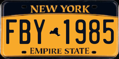 NY license plate FBY1985