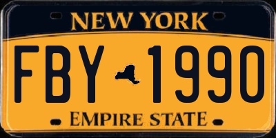 NY license plate FBY1990