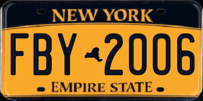 NY license plate FBY2006
