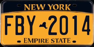 NY license plate FBY2014