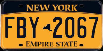 NY license plate FBY2067