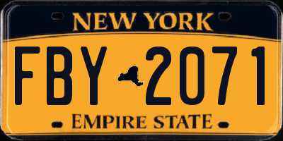 NY license plate FBY2071