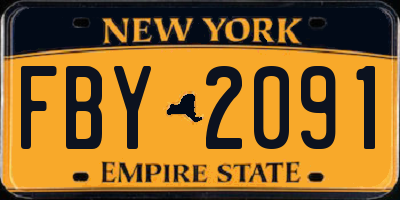 NY license plate FBY2091
