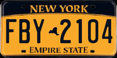 NY license plate FBY2104