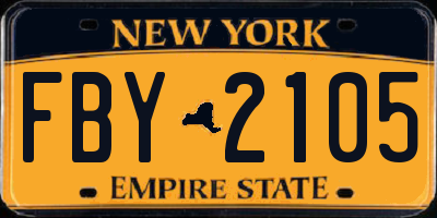 NY license plate FBY2105