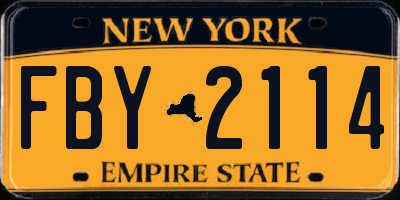 NY license plate FBY2114