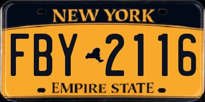 NY license plate FBY2116