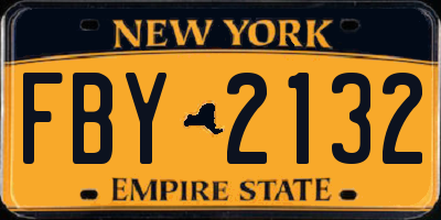 NY license plate FBY2132