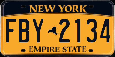 NY license plate FBY2134