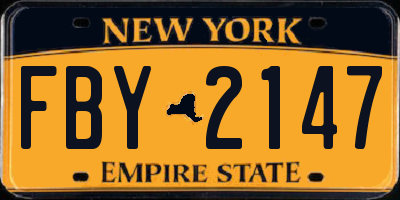 NY license plate FBY2147