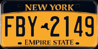 NY license plate FBY2149