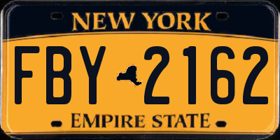 NY license plate FBY2162