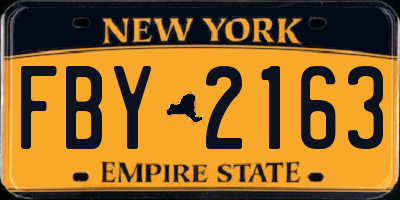 NY license plate FBY2163