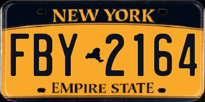 NY license plate FBY2164