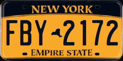 NY license plate FBY2172