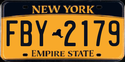 NY license plate FBY2179