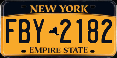 NY license plate FBY2182