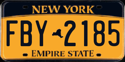 NY license plate FBY2185