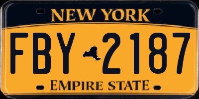NY license plate FBY2187