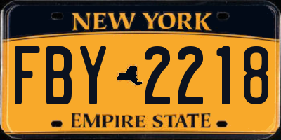 NY license plate FBY2218